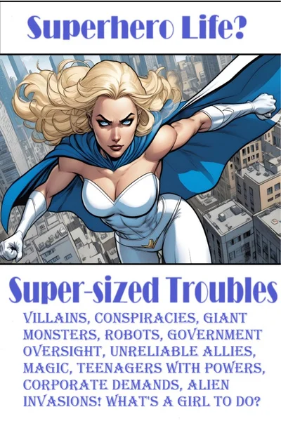 Background cover of Superhero life? Super-Sized troubles!